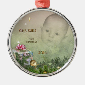 Baby's First Christmas (customisable) Metal Tree Decoration