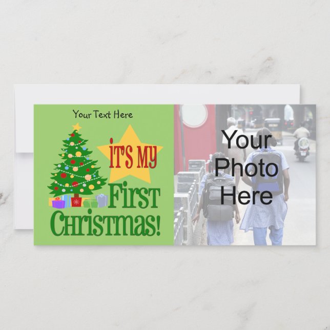 Baby's First Christmas Customisable Photo Cards (Front)