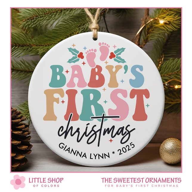 Babys First Christmas Customisable Photo Ceramic Tree Decoration (Creator Uploaded)