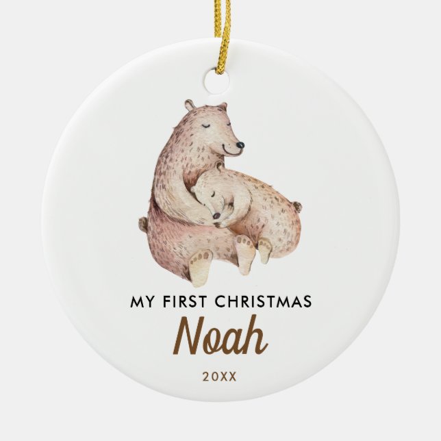 Baby's First Christmas | Cute Baby Bear Ornament (Front)