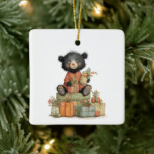 Baby's First Christmas Cute Bear Green Text