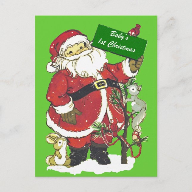 Baby's First Christmas Cute Santa Holiday Postcard (Front)