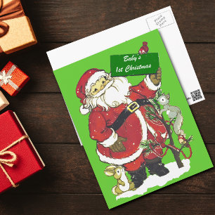 Baby's First Christmas Cute Santa Holiday Postcard