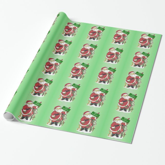 Baby's First Christmas Cute Santa Wrapping Paper (Unrolled)