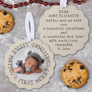 Baby's First Christmas Cute Vintage Add Your Photo Tree Decoration Card