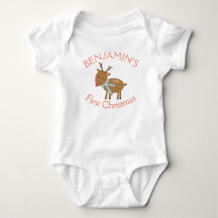Baby's First Christmas Cute Winter Reindeer Baby Bodysuit