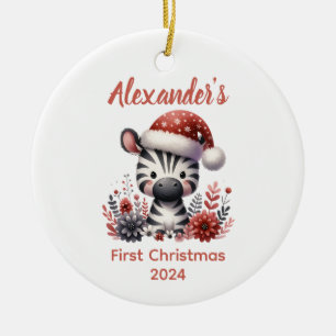 Baby's first Christmas cute Zebra baby Animal Ceramic Tree Decoration