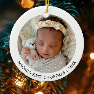 Baby's First Christmas Double Sided Custom 2 Photo Ceramic Tree Decoration