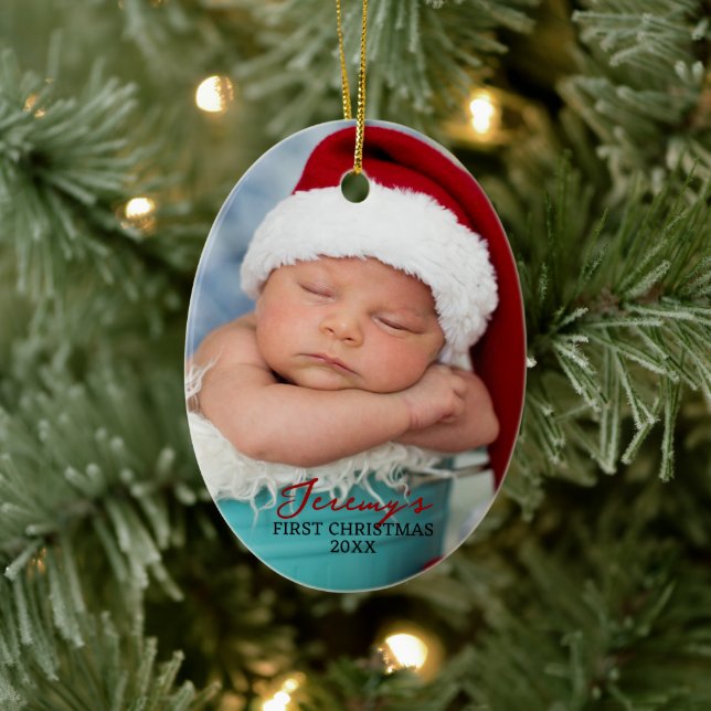Baby's First Christmas Double Sided Photo Oval Ceramic Tree Decoration (Tree)