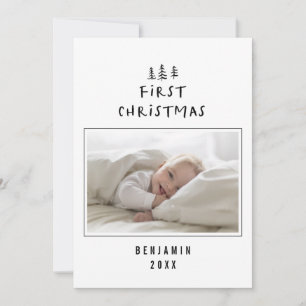 babys first christmas elegant drawn tree photo holiday card