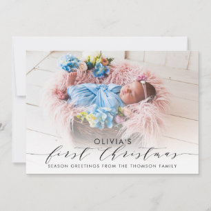 Baby's First Christmas Elegant Hand-Lettered Photo Holiday Card