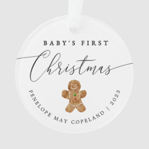 Baby's First Christmas Elegant Script Photo Ornament