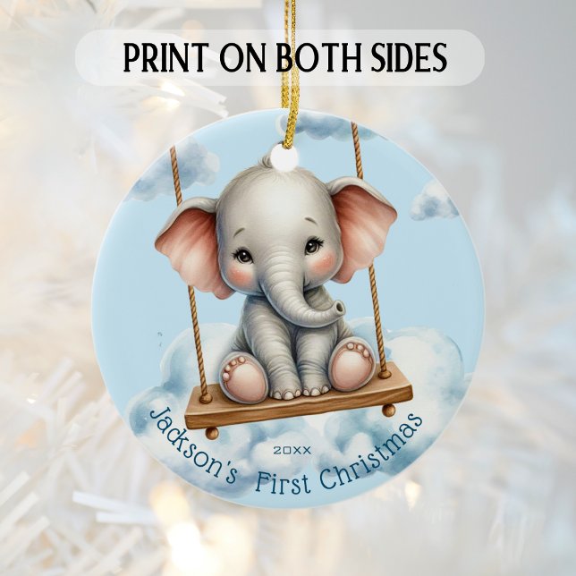 Baby's First Christmas Elephant on Swing Ceramic Tree Decoration (Creator Uploaded)