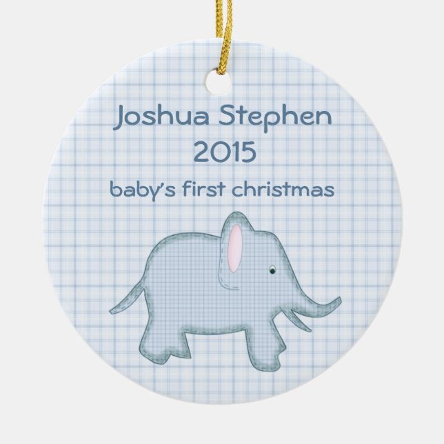Baby's First Christmas Elephant Ornament (Front)