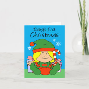 Baby's First Christmas Elf Girl Holiday Card