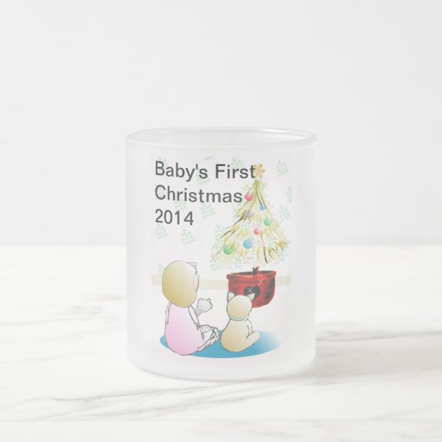 Baby's First Christmas Frosted Glass Coffee Mug (Center)