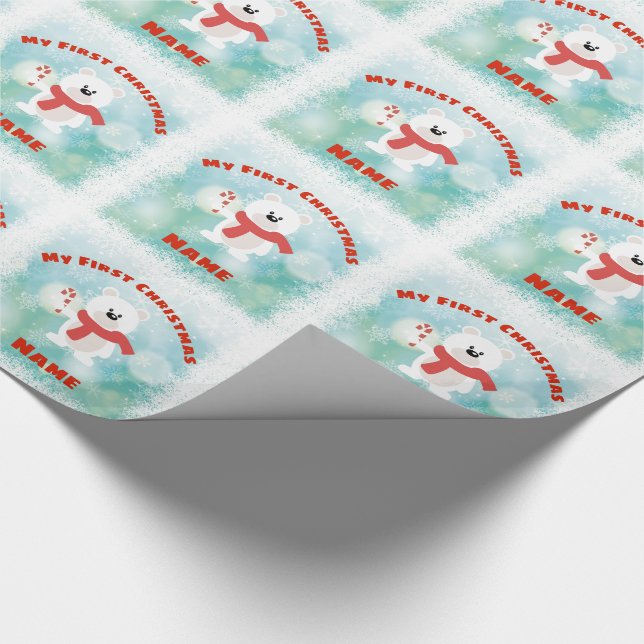 Babys FIRST Christmas GIFTWRAP Funny Personalised Wrapping Paper (Corner)