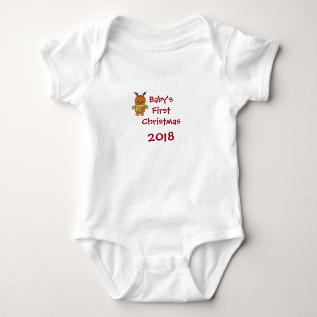 Baby's First Christmas Gingerbread Boy Baby Bodysuit (Front)