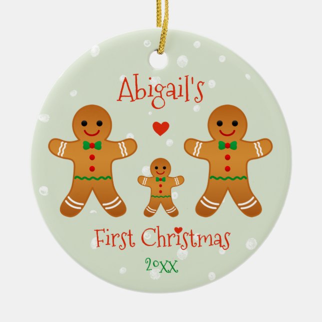Baby's First Christmas - Gingerbread Men Ceramic Tree Decoration (Front)