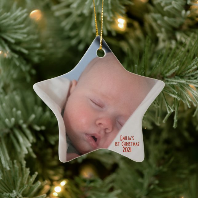 Baby's First Christmas Glass Star Ornament (Tree)