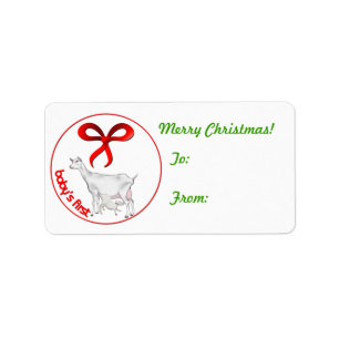 Baby's First Christmas Goat  Gift Tag Sticker