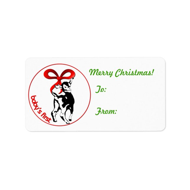 Baby's First Christmas Goat Gift Tag Sticker (Front)