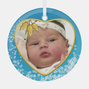 Baby's First Christmas Heirloom Heart Glass Tree Decoration