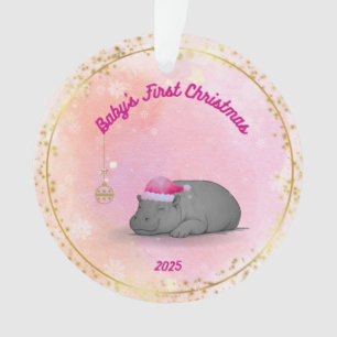 Baby's First Christmas-Hippo Ornament-Customizable Ornament