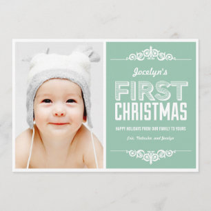 Baby's First Christmas Holiday Cards - Basil