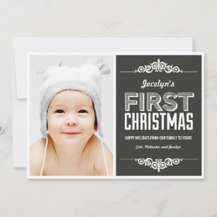 Baby's First Christmas Holiday Cards - Charcoal