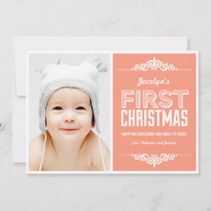 Baby's First Christmas Holiday Cards - Salmon