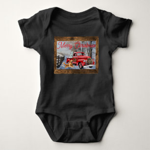 Baby's First Christmas Holiday Farm Scene Baby Bodysuit