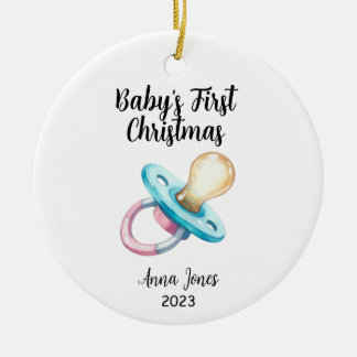 Baby's First Christmas Holiday Pacifier  Ceramic Tree Decoration