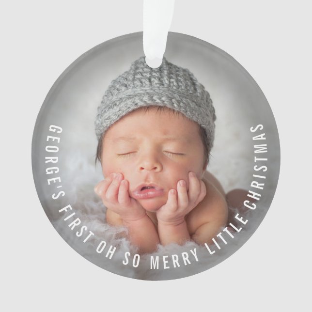 Baby's First Christmas Holiday Photo Ornament (Front)