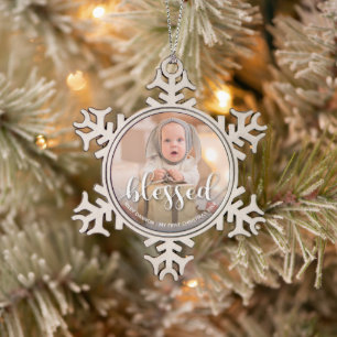 Baby's First Christmas Holiday Snowflake Pewter Christmas Ornament