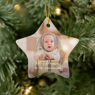 Baby's First Christmas Holiday Star Ceramic Tree Decoration