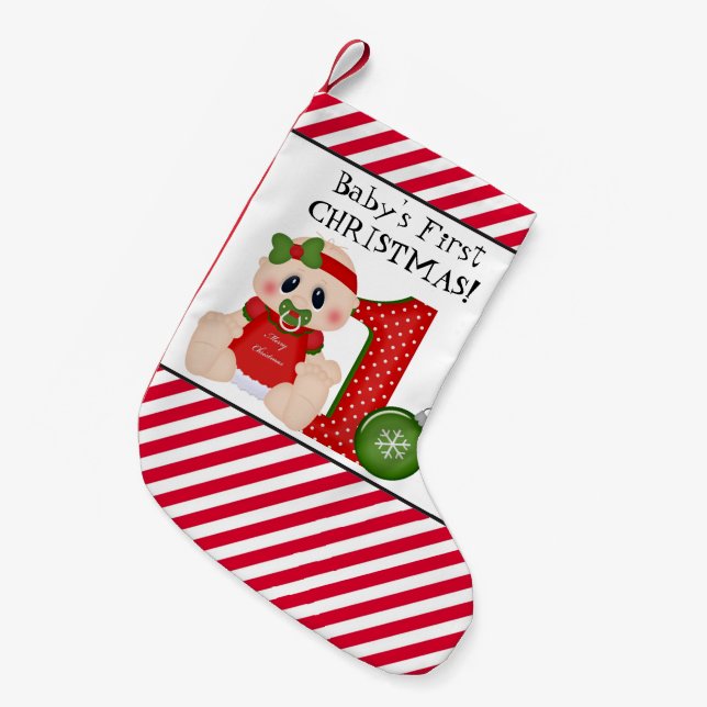 Baby's First Christmas Holiday stocking (Front (Hanging))