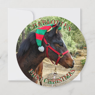 Baby's First Christmas Horse round card