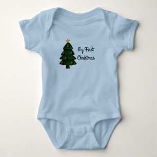 Babys First Christmas Jersey Baby Bodysuit