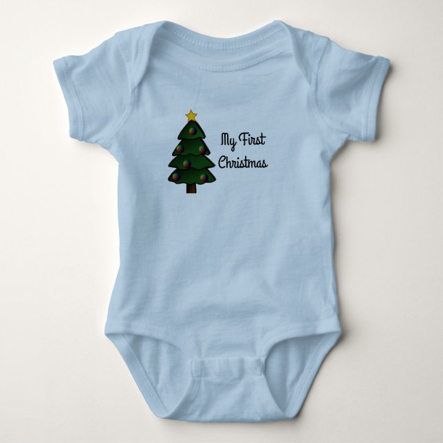 Babys First Christmas Jersey Baby Bodysuit (Front)
