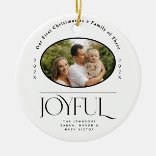 Babys First Christmas Joyful Birth Announcement Ceramic Tree Decoration