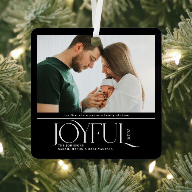 Babys First Christmas Joyful Birth Announcement Metal Tree Decoration (Insitu)