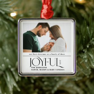 Babys First Christmas Joyful Birth Announcement Metal Tree Decoration