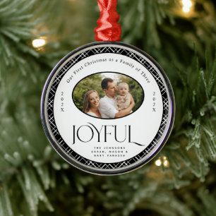 Babys First Christmas Joyful Birth Announcement Metal Tree Decoration