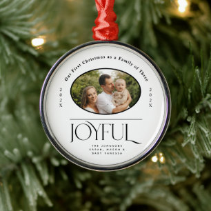 Babys First Christmas Joyful Birth Announcement Metal Tree Decoration