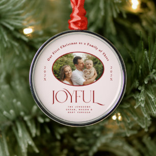 Babys First Christmas Joyful Birth Announcement Metal Tree Decoration