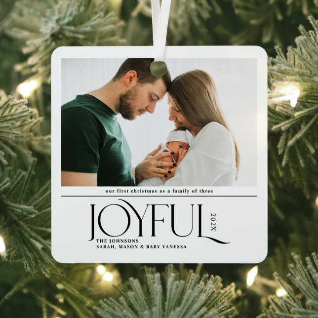 Babys First Christmas Joyful Birth Announcement Metal Tree Decoration (Insitu)
