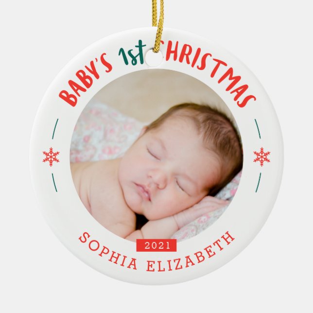 Baby's First Christmas Keepsake Ceramic Tree Decoration (Front)