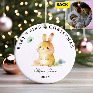 Baby's First Christmas Keepsake Custom Photo Ceramic Tree Decoration