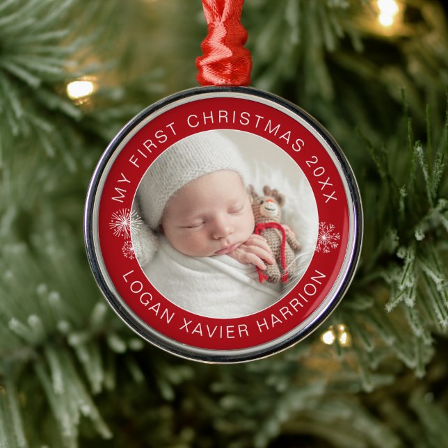 Baby's First Christmas Keepsake Photo Metal Tree Decoration (Tree)